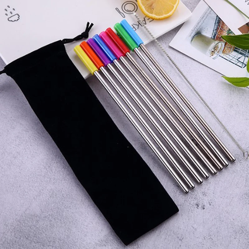 

Hoomall Colorful Straw Silicone Sleeve With Reusable Drinking Straw Bar Accessories Teeth Shockproof Stainless Steel Straw