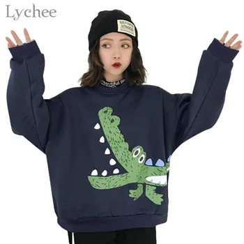 Lychee Harajuku Cartoon Crocodile Mock Neck Women Sweatshirt Fleece Turtleneck Casual Loose Long Sleeve Female Pullovers
Lychee Harajuku Cartoon Crocodile Mock Neck Women Sweatshirt Fleece Turtleneck Casual Loose Long Sleeve Female Pullovers