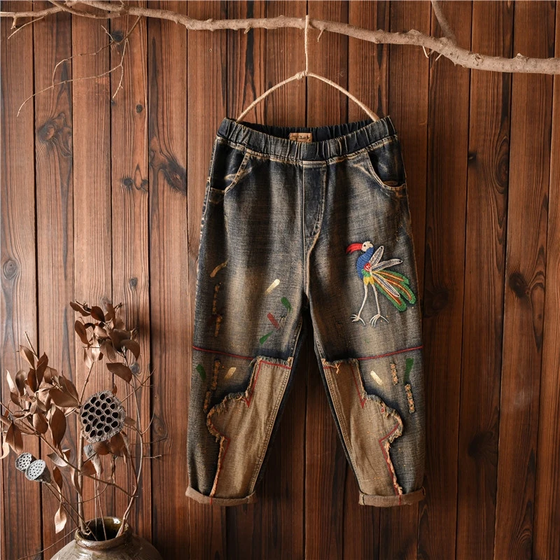 Ankle Length Harem Pants Indie Folk High Waist Jeans Woman Regular Softener Vintage Bleached Ripped Embroidery Washed Waist
Ankle Length Harem Pants Indie Folk High Waist Jeans Woman Regular Softener Vintage Bleached Ripped Embroidery Washed Waist