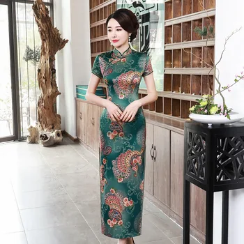 Plus Size 3XL 4XL Sexy Chinese Style Lady Cheongsam Green Long Elegant Women Dresses Print Flower Vintage Evening Party Gown
Plus Size 3XL 4XL Sexy Chinese Style Lady Cheongsam Green Long Elegant Women Dresses Print Flower Vintage Evening Party Gown