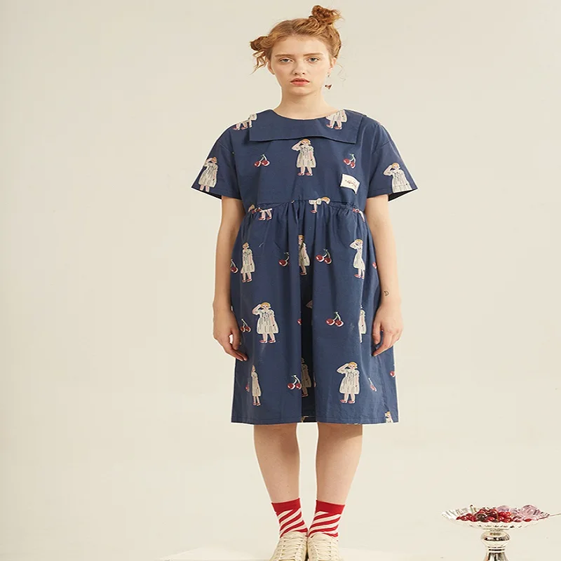 Harajuku Girl Cherry Print Navy Collar Short Sleeve Dress Summer Dress Vintage Wrap Short Dress Women Chic Chiffon Blue Dress
Harajuku Girl Cherry Print Navy Collar Short Sleeve Dress Summer Dress Vintage Wrap Short Dress Women Chic Chiffon Blue Dress
