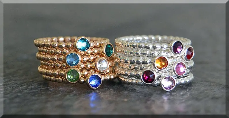 Set of 5 14k Gold Filled Birthstone Stacking Rings Swarovski Gem Ring Mother's Ring Stack Swarovski Stacking Ring pure handmade
Set of 5 14k Gold Filled Birthstone Stacking Rings Swarovski Gem Ring Mother's Ring Stack Swarovski Stacking Ring pure handmade