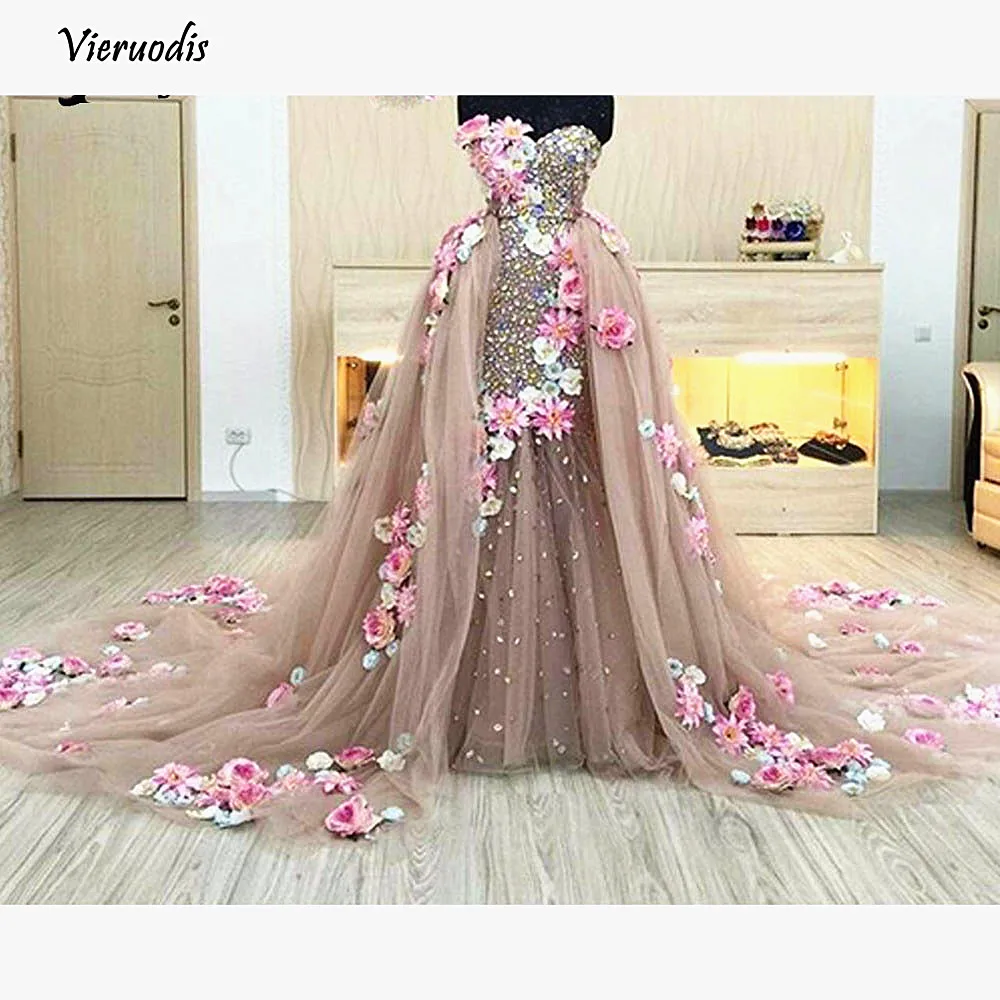 Saudi Arabic Crystal 2 Pieces Evening Dresses With Detachable Train 3D Flower Evening Gowns Beaded Party Gown 1
Saudi Arabic Crystal 2 Pieces Evening Dresses With Detachable Train 3D Flower Evening Gowns Beaded Party Gown 1