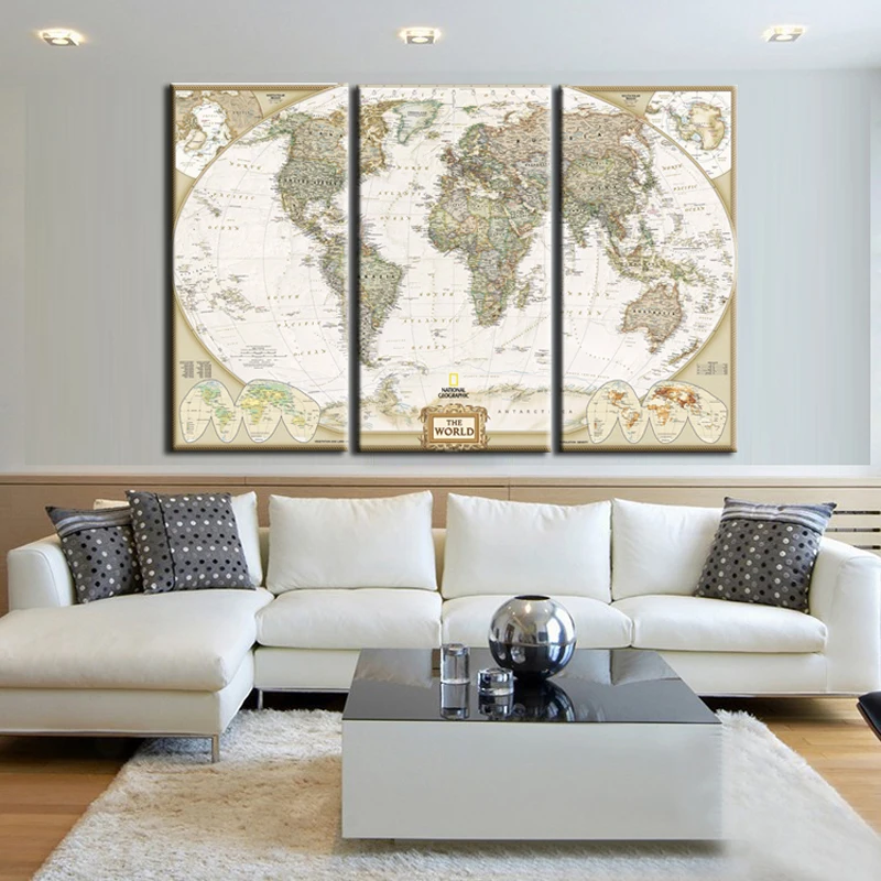 3 Pieces World Map Wallpaper Canvas Print Wall Art Old Map of the World For Home Office Living Room
3 Pieces World Map Wallpaper Canvas Print Wall Art Old Map of the World For Home Office Living Room