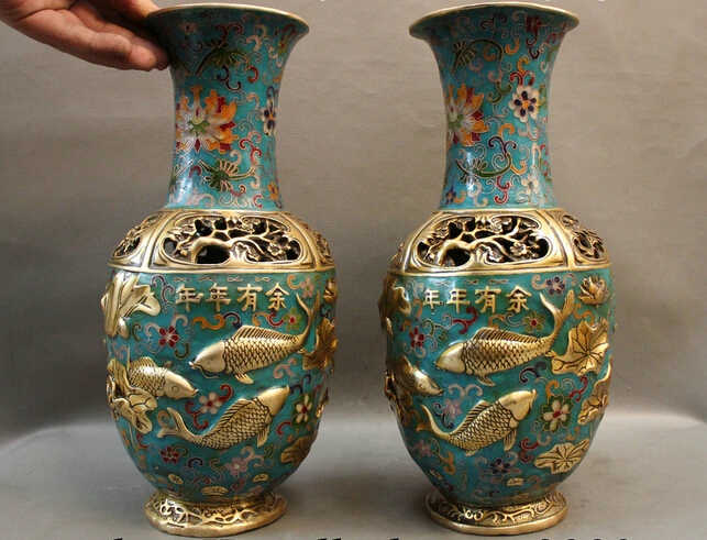 wholesale factory China Cloisonne Copper Palace Rich Fish Statue Lotus Boat Bottle Pot Vase Pair
wholesale factory China Cloisonne Copper Palace Rich Fish Statue Lotus Boat Bottle Pot Vase Pair