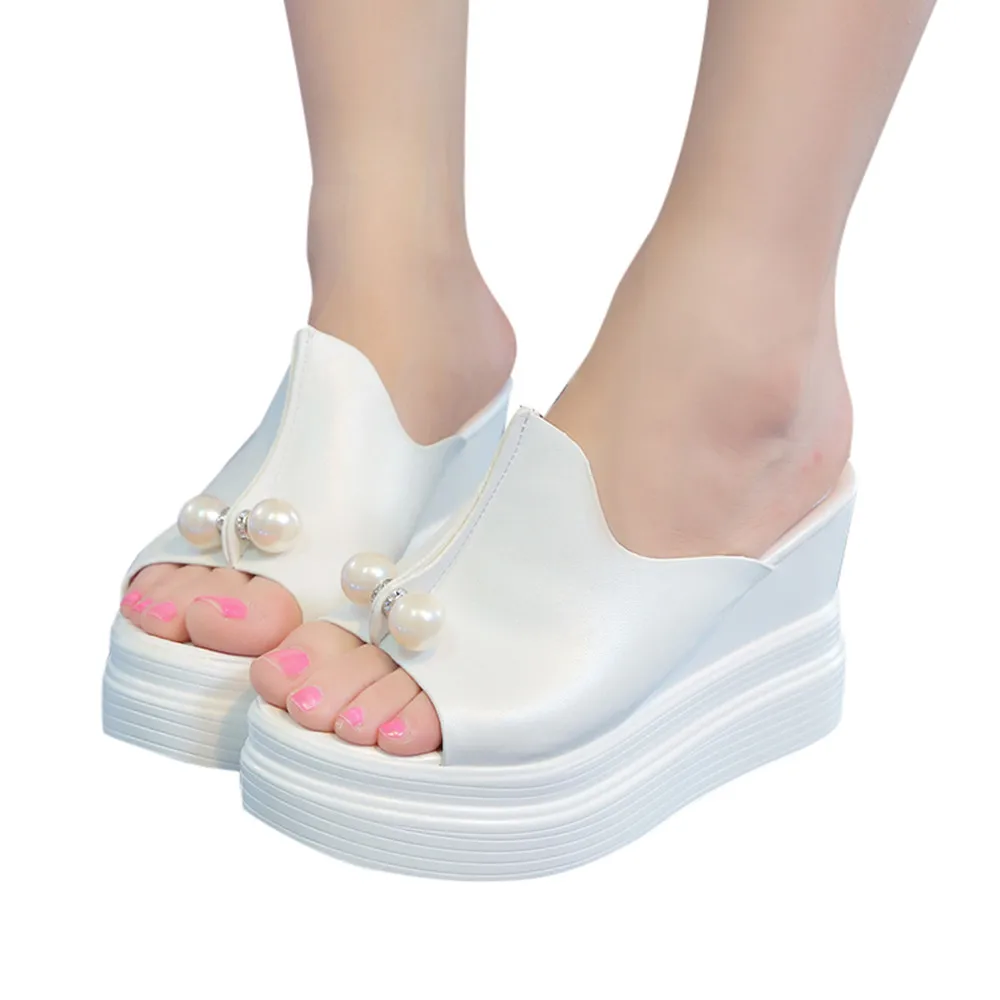 Women's Ladies Slippers Thick-Bottom Solid Pearl Waterproof Wedge Sandals Shoes 2018 Fish Mouth Sandals Thick Bottom Slippers
Women's Ladies Slippers Thick-Bottom Solid Pearl Waterproof Wedge Sandals Shoes 2018 Fish Mouth Sandals Thick Bottom Slippers
