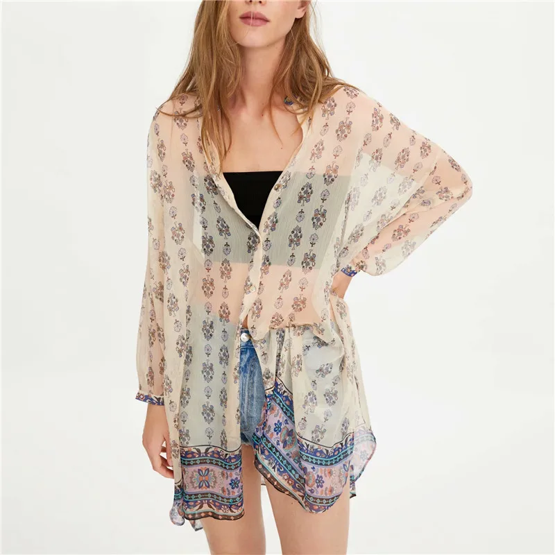 ZA 2019 Loose Size Sunscreen New Summer Female Printed Chiffon Long Shirt UK9409
ZA 2019 Loose Size Sunscreen New Summer Female Printed Chiffon Long Shirt UK9409