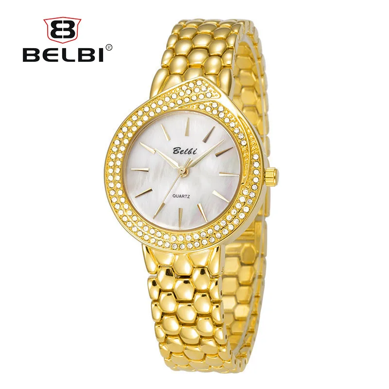 BELBI женские наручные часы с золотым бриллиантом модные 2018 Топ бренд Роскошные