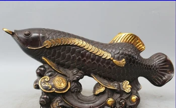 16" Chinese Bronze Gild Ru Yi Wealth Money Coin Fish barracuda Statue sculpture fast
16" Chinese Bronze Gild Ru Yi Wealth Money Coin Fish barracuda Statue sculpture fast