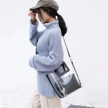 Nuevos bolsos de hombro transparentes de PVC transparentes de Color caramelo para mujer bolsos de jalea bolso de mano de Color sólido bolsa para mujer bolso(China)