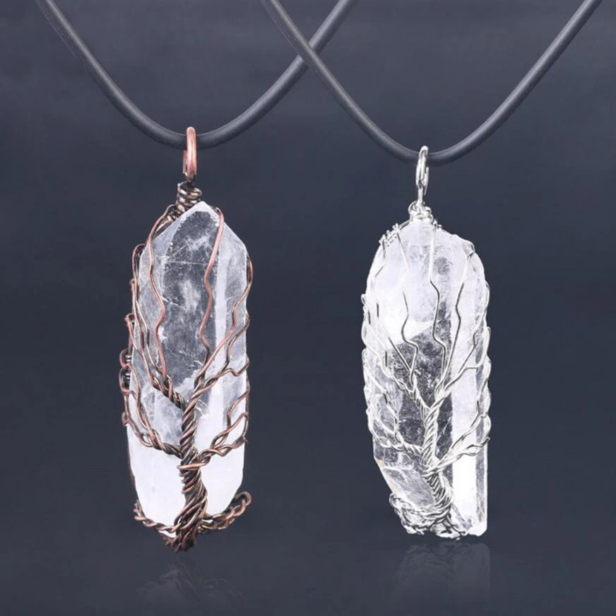 Natural Crystal Pillar Big Pendants Antique Copper Wire Wrapped Tree of Life Quartz Pendant for Necklace PU Chain
Natural Crystal Pillar Big Pendants Antique Copper Wire Wrapped Tree of Life Quartz Pendant for Necklace PU Chain