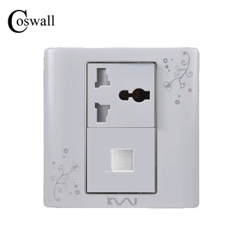 COSWALL Fashion Wall Universal 3 hole Power Outlet With RJ45 Data Internet Computer Socket
COSWALL Fashion Wall Universal 3 hole Power Outlet With RJ45 Data Internet Computer Socket