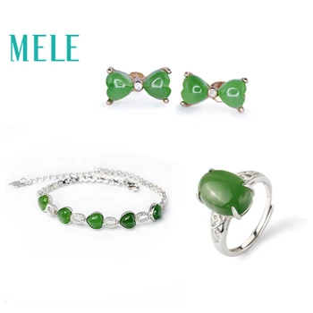 MELE Natural green hetian jade bracelet in 925 sterling silver for women and man gemstoneJewelry Sets
MELE Natural green hetian jade bracelet in 925 sterling silver for women and man gemstoneJewelry Sets