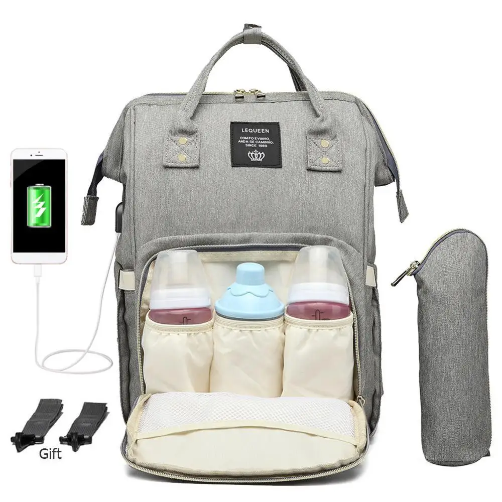 women USB Port Maternity Nursing Bag Waterproof Mummy Diaper Bags Large Mother Travel Nappy Backpacks with Hooks Bottle Cover
women USB Port Maternity Nursing Bag Waterproof Mummy Diaper Bags Large Mother Travel Nappy Backpacks with Hooks Bottle Cover