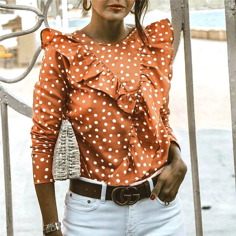 Hirigin Hot Womens Tops and Blouses Polka Dot V-Back Tops Ladies Summer Ruffle Chiffon Top Elegant Fashion Blouses Shirt
Hirigin Hot Womens Tops and Blouses Polka Dot V-Back Tops Ladies Summer Ruffle Chiffon Top Elegant Fashion Blouses Shirt