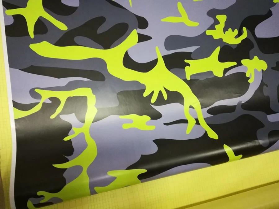 fluorescent yellow camo vinyl car wrapping sticker film foil (4)