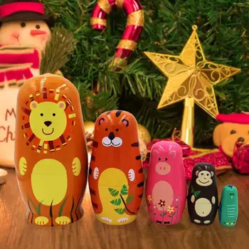 5Pcs/set Cute Wooden Lion Animal Nesting Dolls Craft Gift Wishing Doll Matryoshka Hand Toys Birthday Christmas Gift Storage Box
5Pcs/set Cute Wooden Lion Animal Nesting Dolls Craft Gift Wishing Doll Matryoshka Hand Toys Birthday Christmas Gift Storage Box