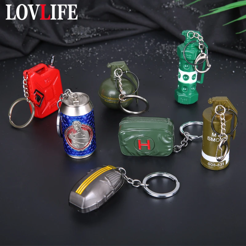 PUBG Keychain Openable Fragment Stun Smoke Bomb Tank Medical Parachute Bag Aircraft Car Metal Key Chain Keyring Pendant llaveros
PUBG Keychain Openable Fragment Stun Smoke Bomb Tank Medical Parachute Bag Aircraft Car Metal Key Chain Keyring Pendant llaveros