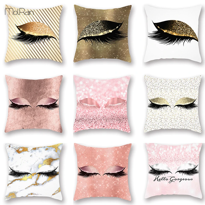 Pink Color Decorative Pillows Cover Eyelashes Eyeshadow Print Beautiful Cushion Cover Home Decor White Decoration Cushions Decor
Pink Color Decorative Pillows Cover Eyelashes Eyeshadow Print Beautiful Cushion Cover Home Decor White Decoration Cushions Decor