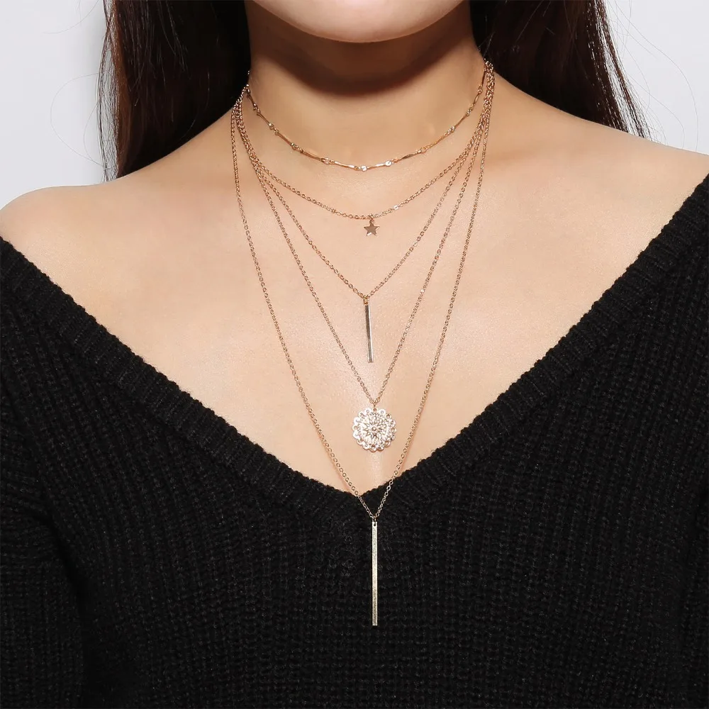 2019 New Vintage Multi-layer Pendant Necklace for Women Gold Star Horns Metal Necklace Tribal Silver Necklace Collar Jewelry
2019 New Vintage Multi-layer Pendant Necklace for Women Gold Star Horns Metal Necklace Tribal Silver Necklace Collar Jewelry