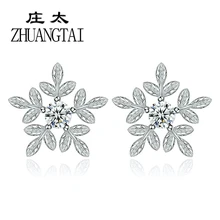 ZHUANGTAI Stud Earrings For Women Snowflake Clear Cubic Zirconia White Gold Color Fashion Jewelry Pendientes Mujer Moda 2018
ZHUANGTAI Stud Earrings For Women Snowflake Clear Cubic Zirconia White Gold Color Fashion Jewelry Pendientes Mujer Moda 2018