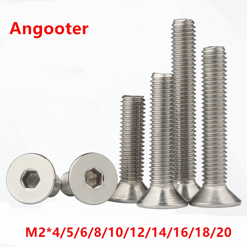100pcs 304 stainless steel DIN7991 M2 Flat Head Screw Bolt M2*4/5/6/8/10/12/14/16/18/20mm Hexagonal Countersunk Machine Screws
100pcs 304 stainless steel DIN7991 M2 Flat Head Screw Bolt M2*4/5/6/8/10/12/14/16/18/20mm Hexagonal Countersunk Machine Screws