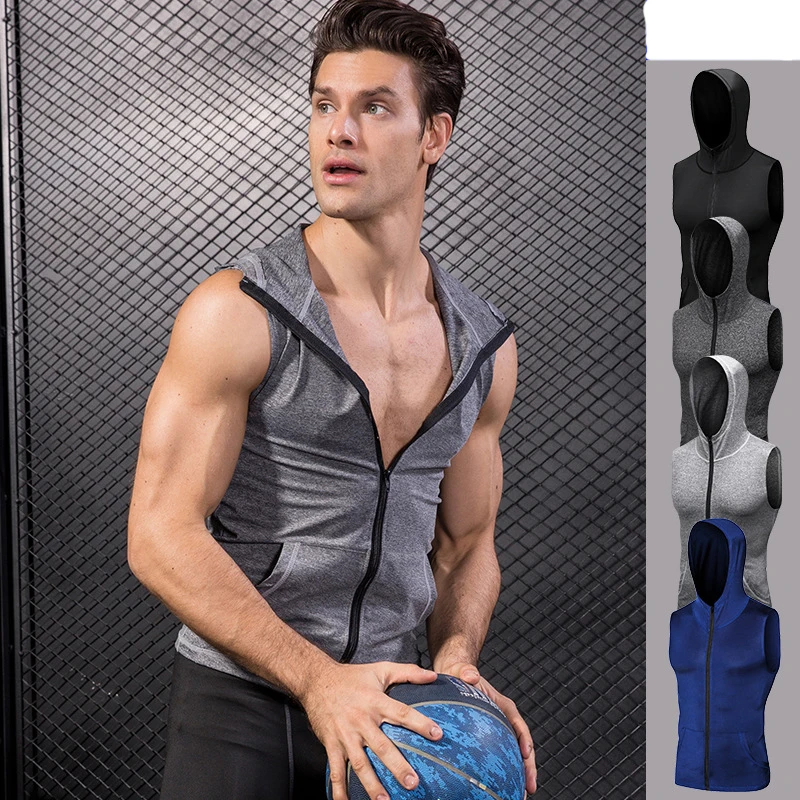 Men's tight-fitting sleeveless vest Sports running training fitness clothing Zipper hooded quick-drying jacket
Men's tight-fitting sleeveless vest Sports running training fitness clothing Zipper hooded quick-drying jacket