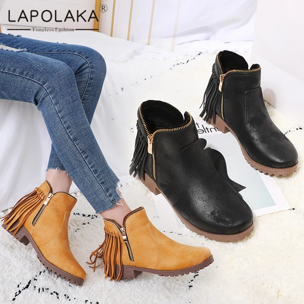 Lapolaka New Fashion Fringe Decoration Ladies Ankle Boots Woman Zipper Ankle Boots Woman Shoes Woman Plus Size 33-47
Lapolaka New Fashion Fringe Decoration Ladies Ankle Boots Woman Zipper Ankle Boots Woman Shoes Woman Plus Size 33-47