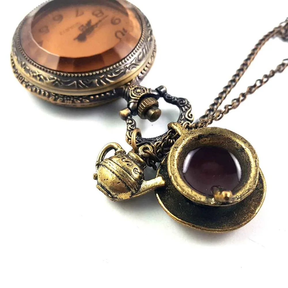 Cup teapot crystal pocket watch quartz diy necklace pendant watches chain bronze vintage best friends gift alice in wonderland
Cup teapot crystal pocket watch quartz diy necklace pendant watches chain bronze vintage best friends gift alice in wonderland