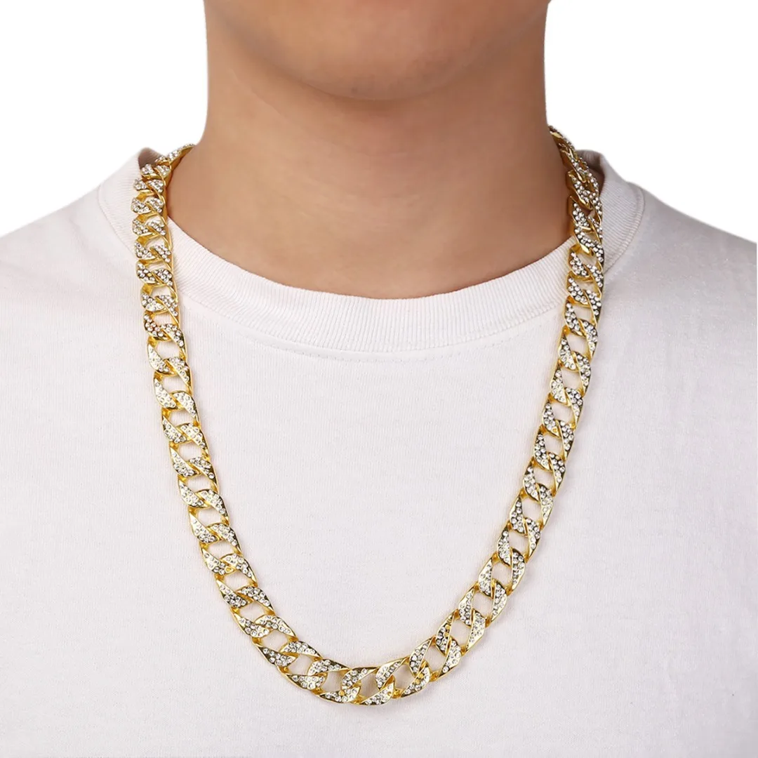 Punk Curb Cuban Chain Necklace For Men Gold Silver Hip Hop Shellhard Crystal CZ Rapper Necklace Jewelry
Punk Curb Cuban Chain Necklace For Men Gold Silver Hip Hop Shellhard Crystal CZ Rapper Necklace Jewelry