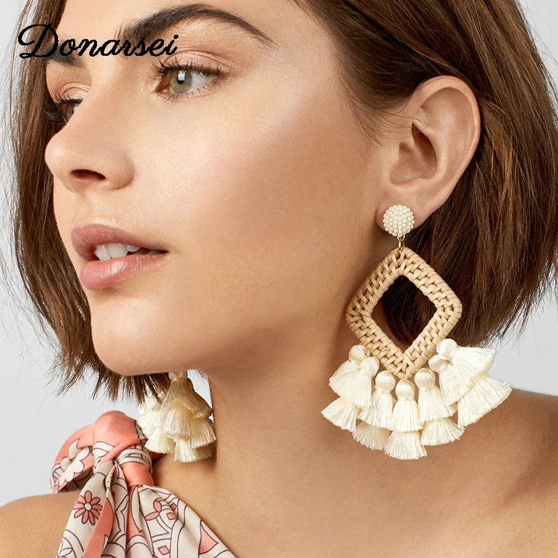 Donarsei Bohemian Handmade Rattan Tassel Earrings For Women Ethnic Yellow Geometric Drop Dangle Earrings Boho Jewelry
Donarsei Bohemian Handmade Rattan Tassel Earrings For Women Ethnic Yellow Geometric Drop Dangle Earrings Boho Jewelry