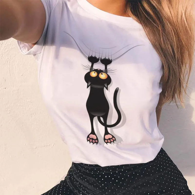100% Cotton Tshirt vintage Harajuku Streetwear O-Neck White T-shirt Cute Black Cats Tumblr Tee Korean Style Ulzzang Fashion Tops
100% Cotton Tshirt vintage Harajuku Streetwear O-Neck White T-shirt Cute Black Cats Tumblr Tee Korean Style Ulzzang Fashion Tops