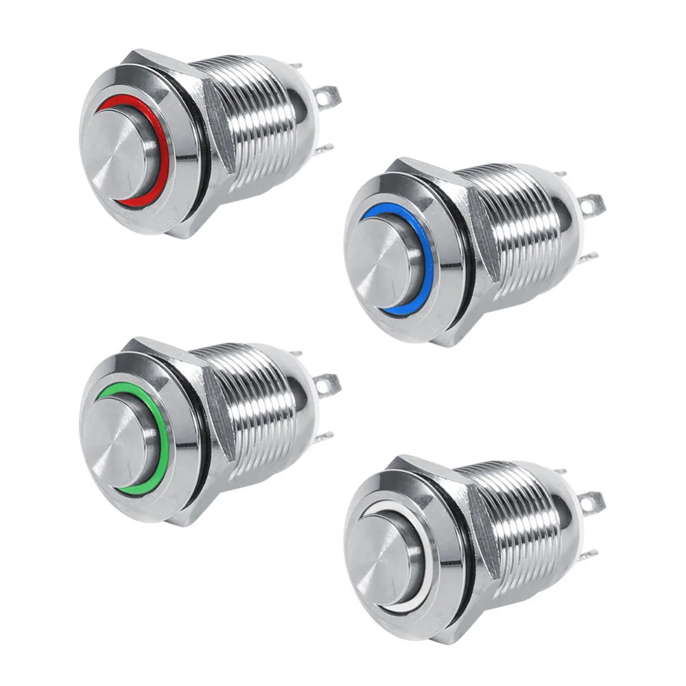 New 12mm Circle LED Waterproof Metal Momentary Push Button Switch High Flush 4 Pin 1NO LED Momentary Switch Push Button Switch
New 12mm Circle LED Waterproof Metal Momentary Push Button Switch High Flush 4 Pin 1NO LED Momentary Switch Push Button Switch