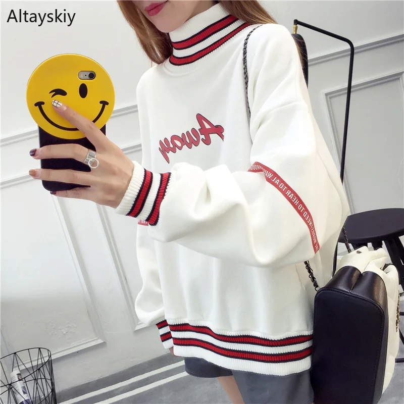Hoodies Women Turtleneck Letter Printed Loose Simple All-match Korean Style Soft Daily Pullovers Womens Ulzzang Trendy Clothing
Hoodies Women Turtleneck Letter Printed Loose Simple All-match Korean Style Soft Daily Pullovers Womens Ulzzang Trendy Clothing