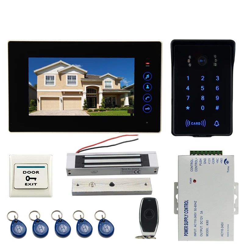 

JEX Video Door Phone Doorbell Intercom system Kit 7 inch LCD Screen + 700TVL Waterproof Password Keypad RFID Camera In Stock