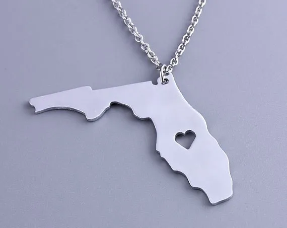 Ожерелье с изображением карты Флориды США штат ФЛ ожерелье городом надписью I Heart