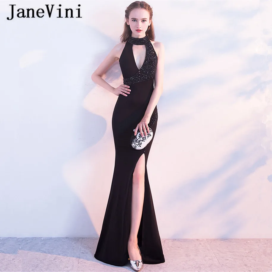 JaneVini Vestidos Black Beaded Mother of Bride Dresses 2018 Mermaid Sexy Deep V Neck High Split Satin Plus Size Evening Gowns
JaneVini Vestidos Black Beaded Mother of Bride Dresses 2018 Mermaid Sexy Deep V Neck High Split Satin Plus Size Evening Gowns