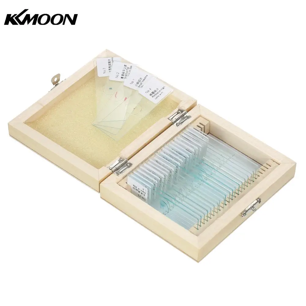 KKmoon 25pcs/set Prepared Microscope Slides Plants Insects Tissues Specimens Slides Set with Wooden Case for Science Education
KKmoon 25pcs/set Prepared Microscope Slides Plants Insects Tissues Specimens Slides Set with Wooden Case for Science Education