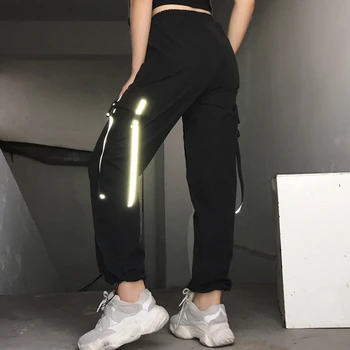 Fashion Streetwear Reflective Buckle Streamer Black Pants Women Sexy High Waist Pants Overalls Women's Elastic Waist Trousers
Fashion Streetwear Reflective Buckle Streamer Black Pants Women Sexy High Waist Pants Overalls Women's Elastic Waist Trousers