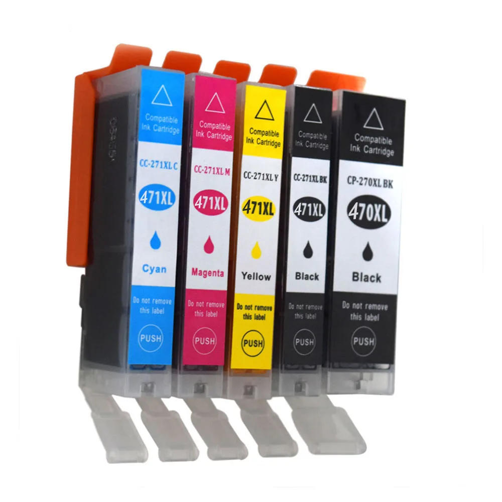 

5Pack Compatible for PGI-470 CLI-471 pgi470 cli471 470 471 Full Ink cartridge for Canon PIXMA MG5740 MG6840 TS5040 TS6040