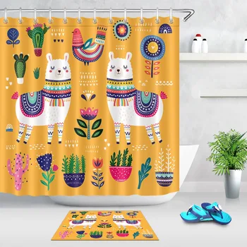 Ethnic Llama Bird Flower Cactus Shower Curtain With Mat Alpaca Boho Bathroom Waterproof Polyester Fabric For Kids Bathtub Decor
Ethnic Llama Bird Flower Cactus Shower Curtain With Mat Alpaca Boho Bathroom Waterproof Polyester Fabric For Kids Bathtub Decor