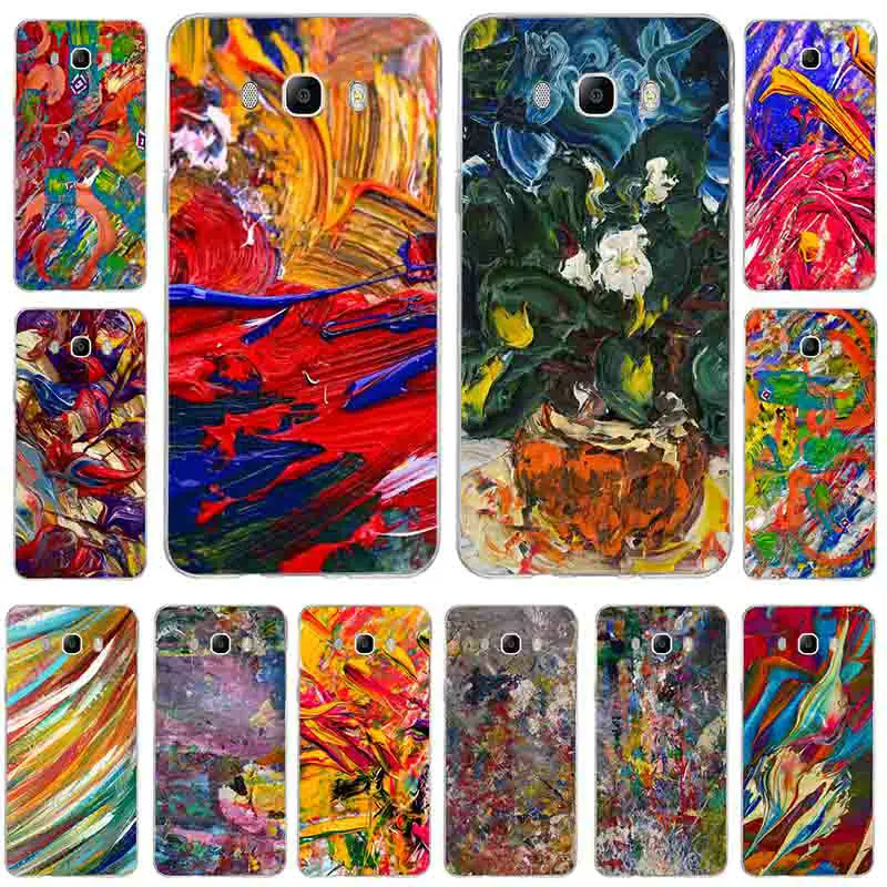 Soft Silicone Transparent TPU Mobile Phone Cases For Samsung Galaxy J1 J2 J3 J5 J7 A3 A5 A7 2016 2017 Bags Abstract Paint Color | Мобильные