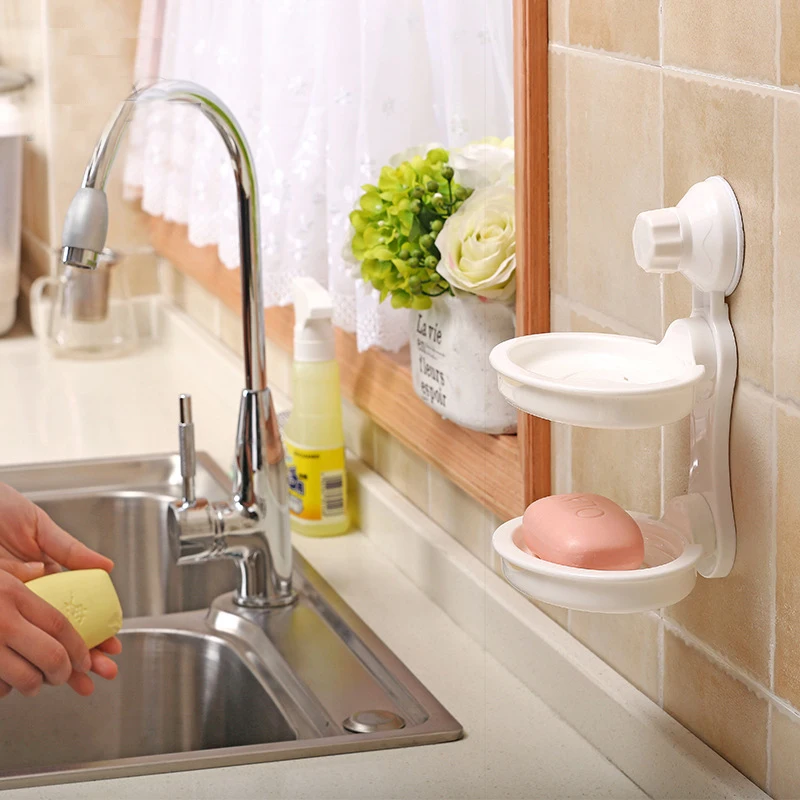 Bathroom Double Layer Soap Storage Dishes Durable Soap Draining Holder Strong Sucker Organizer Shelves For Kitchen Sponge
Bathroom Double Layer Soap Storage Dishes Durable Soap Draining Holder Strong Sucker Organizer Shelves For Kitchen Sponge