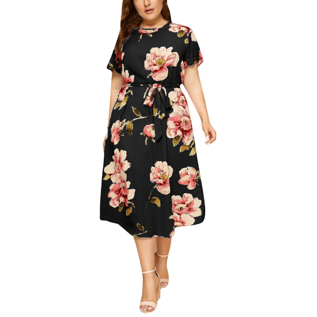 Plus Size Summer Dress For Women Bohemian Floral Print Long Dresses Casual O Neck Short Sleeve High Waist Sashes Tie Vestidos #V
Plus Size Summer Dress For Women Bohemian Floral Print Long Dresses Casual O Neck Short Sleeve High Waist Sashes Tie Vestidos #V