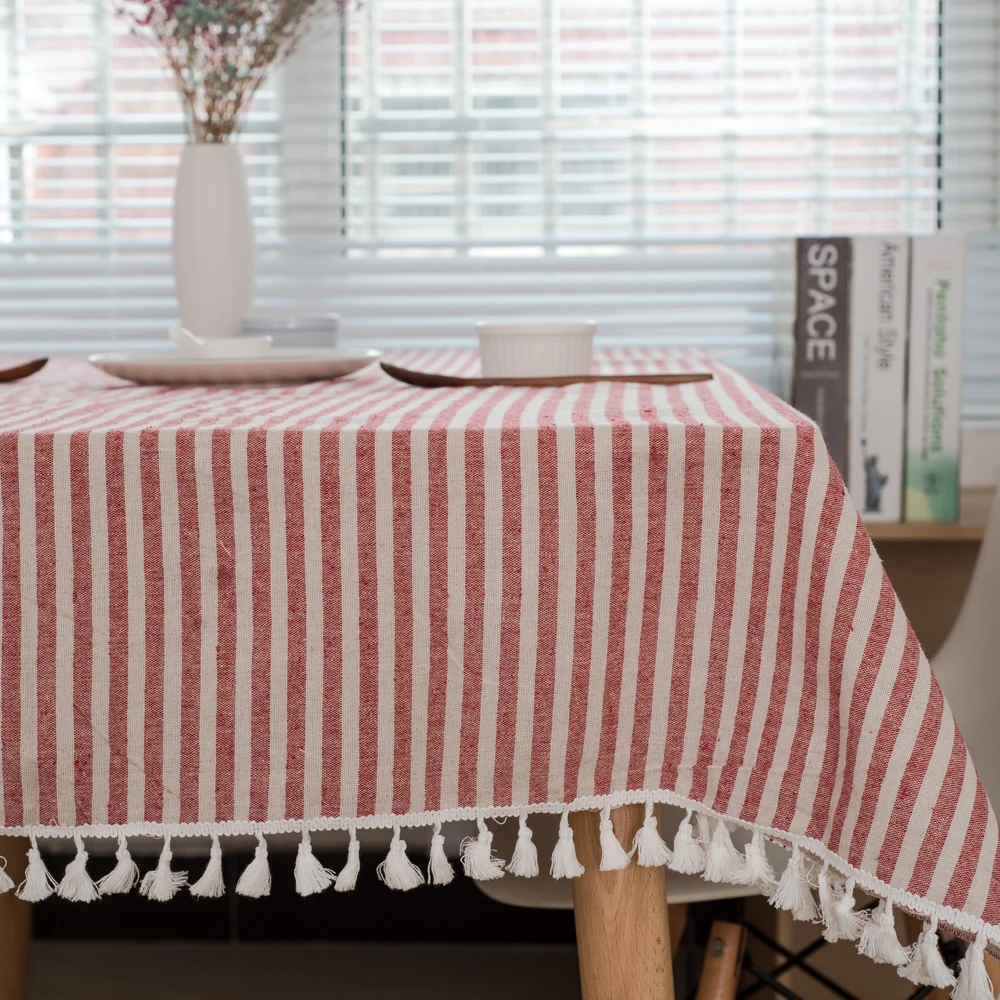Modern Linen Cotton Table Cloth Rectangular Square Tassel Tablecloth Red Striped Dining Table Cover Home Outdoor Decor
Modern Linen Cotton Table Cloth Rectangular Square Tassel Tablecloth Red Striped Dining Table Cover Home Outdoor Decor