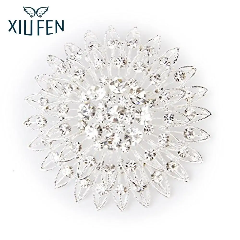 XIUFEN Brooch Rhinestone Flower Bridal Wedding Bouquet Silver Pin Fashion Birthday Festival Gift | Украшения и аксессуары