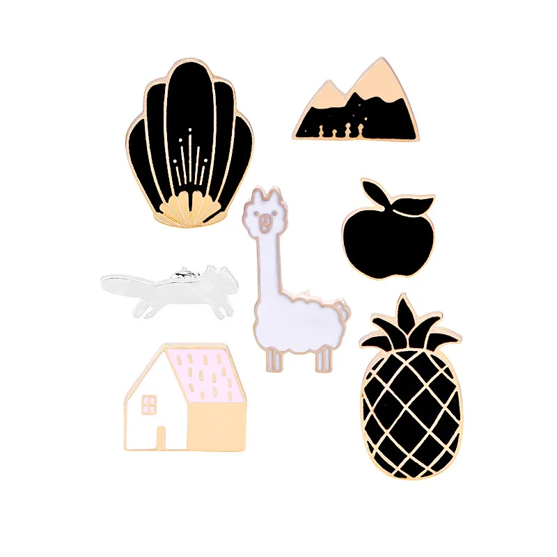 Cartoon Alpaca Mountain House Black Apple Pineapple Enamel Brooches Cute Denim Jacket Lapel Pins For Women Girls Gift
Cartoon Alpaca Mountain House Black Apple Pineapple Enamel Brooches Cute Denim Jacket Lapel Pins For Women Girls Gift