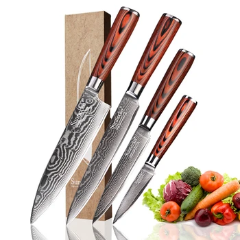 SUNNECKO Chef Utility Paring Knife Damascus Japanese Steel Blade Slicing Cutter Tool Pakka Wood Handle 4PCS Kitchen Knives Set
SUNNECKO Chef Utility Paring Knife Damascus Japanese Steel Blade Slicing Cutter Tool Pakka Wood Handle 4PCS Kitchen Knives Set