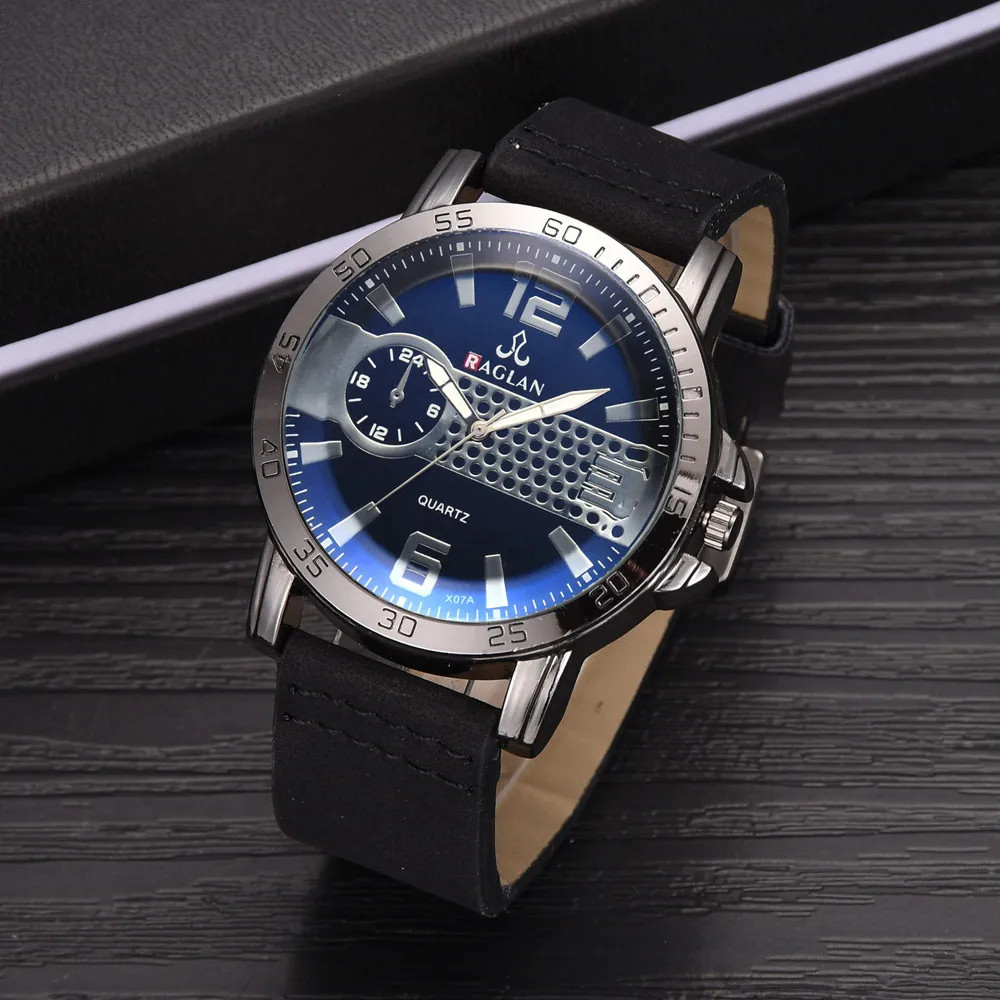 RAGLAN Men Wristwatches Fashion Quartz High Quality Leather Blu Ray Glass watch for man watches mens 2019 man watch
RAGLAN Men Wristwatches Fashion Quartz High Quality Leather Blu Ray Glass watch for man watches mens 2019 man watch