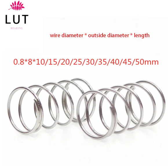 10pcs 304 stainless steel spring pressure short compression Wire diameter 0.8* outside 8* length 10-50 | Обустройство дома